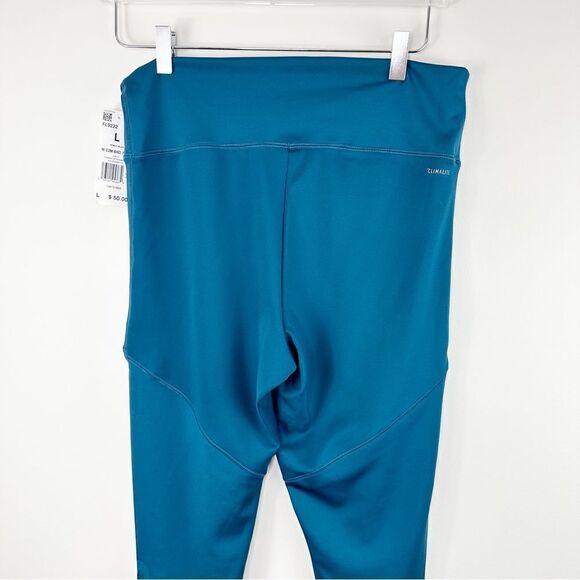 Adidas Peacock Blue Training Tights w/Logo on Leg Sz L - Picture 6 of 15